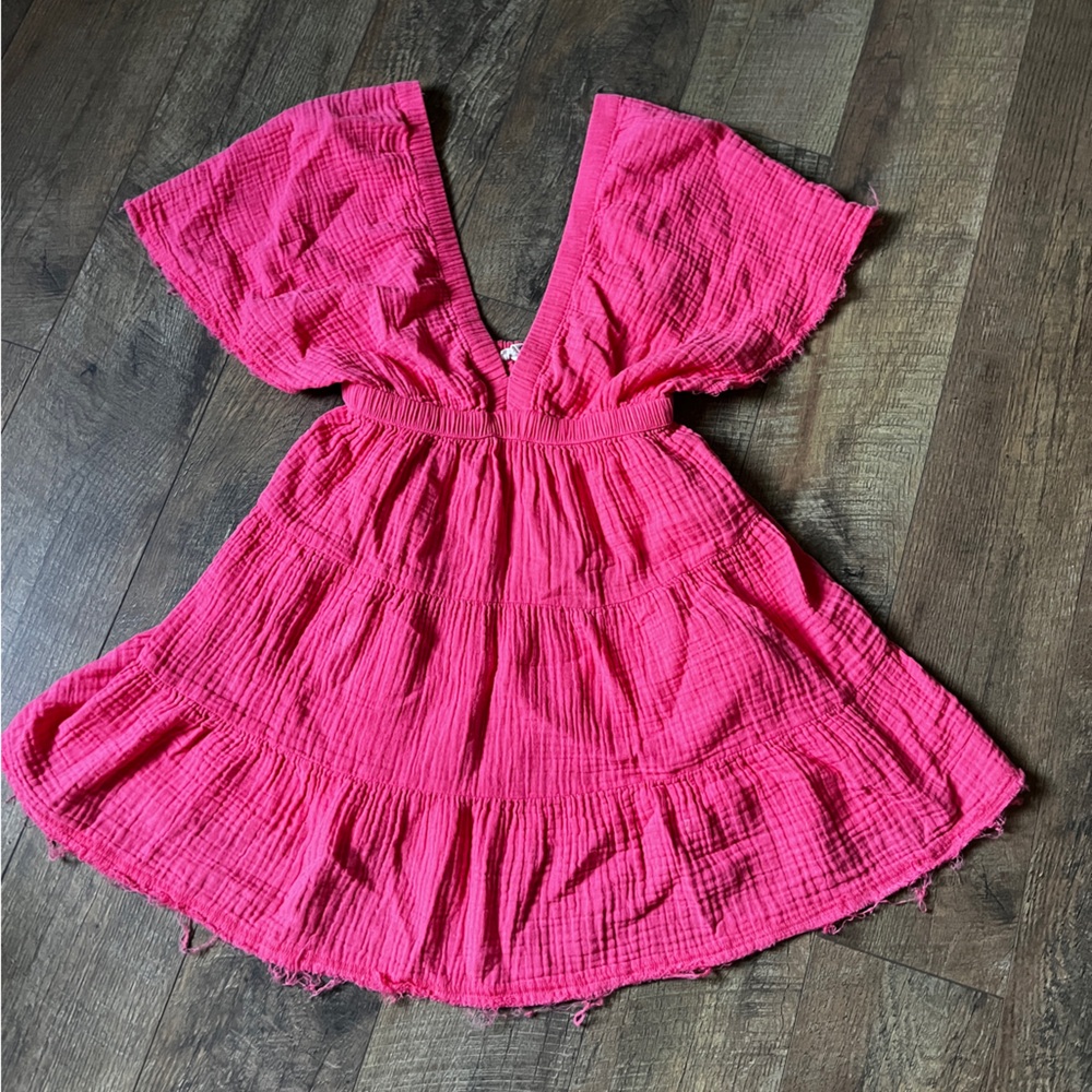 Aerie Hot Pink Ruffle Dress